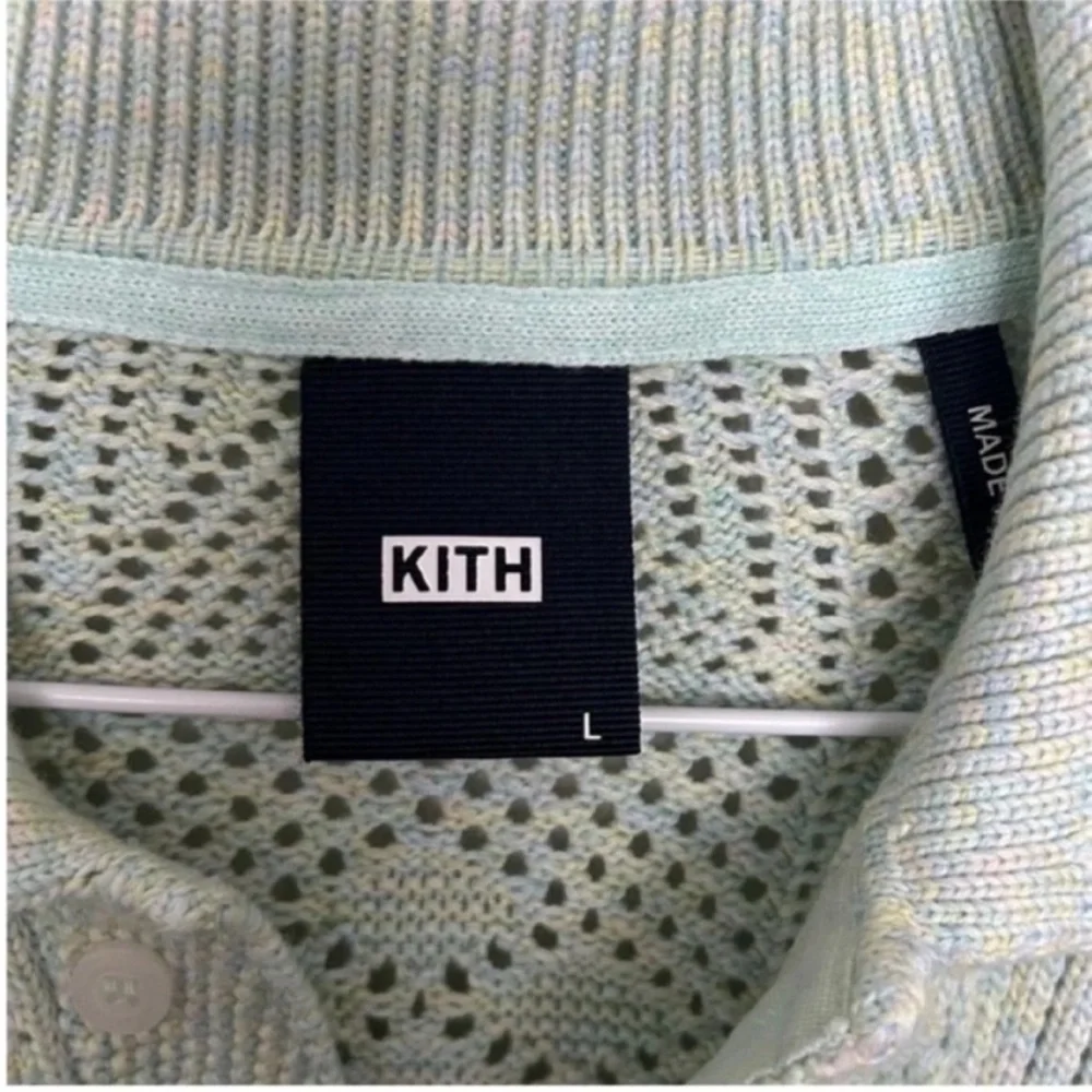 Kith Tilden Crochet Button Down Sweater Zen Green